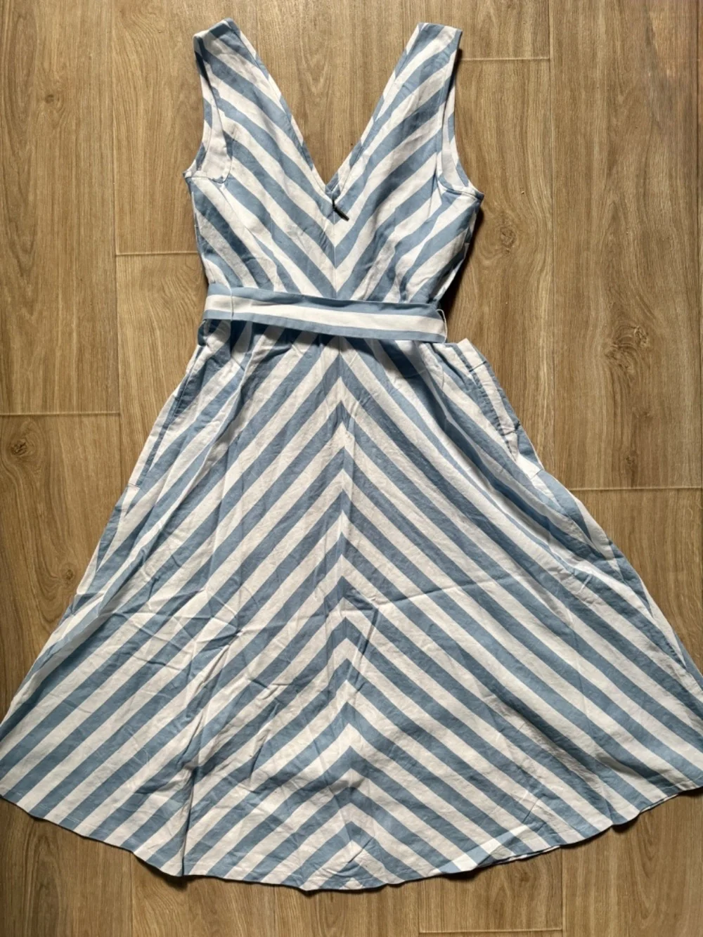NWOT Kate Spade Sleeveless Striped Linen Cotton Blend Dress, Size 8